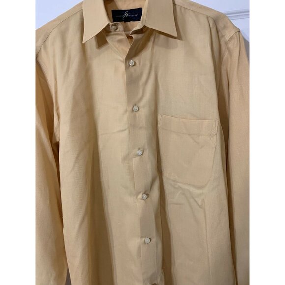 Giorgio Brutini Sz 16 34/35 Men‎ Ecru Yellow Long Sleeve Pocket Button Shirt - Picture 4 of 7